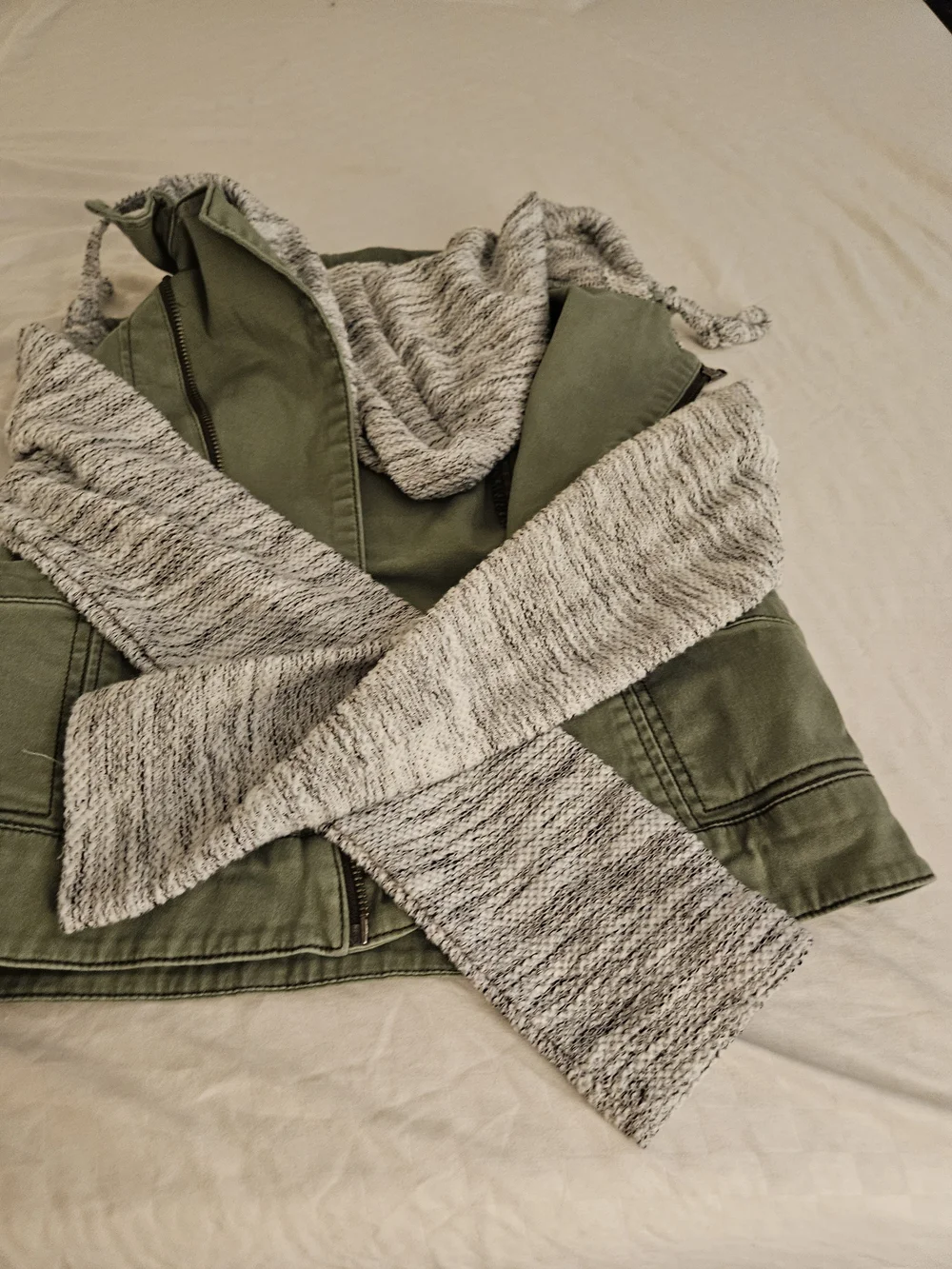 Mossimo Supply Co. Two-Tone Olive Utility Jacket with Knit Hood